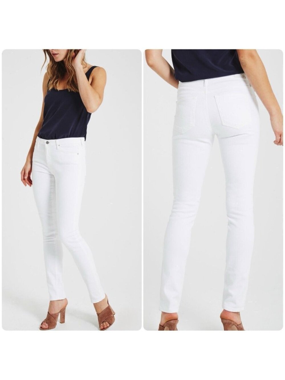 $215 AG Jeans Adriano Goldschmied The Prima Mid Rise Cigarette Leg 32R White